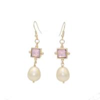 Plastic Pearl Zinc Alloy Earring, with Plastic Pearl, fashion jewelry & for woman 60mm 