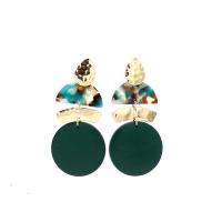 Wood Earring, Zinc Alloy, with Wood, fashion jewelry & for woman, green 
