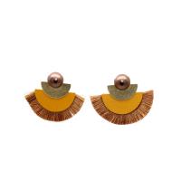 Fashion Tassel Earring, Zinc Alloy, with Wood, fashion jewelry & for woman 