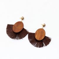 Fashion Tassel Earring, Wood, knit, fashion jewelry & for woman 75mm 