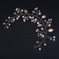 Headband, Zinc Alloy, with Crystal & Plastic Pearl, fashion jewelry & for woman, golden [