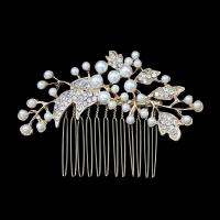 Braut Dekoratives Haarkämmchen, Zinklegierung, mit Kunststoff Perlen, Modeschmuck & für Frau & mit Strass, keine, 90x60mm, verkauft von PC