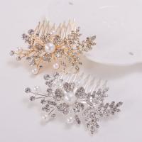 Bridal Decorative Hair Comb, Iron, with Plastic Pearl, fashion jewelry & for woman & with rhinestone 