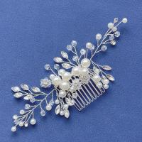 Bridal Decorative Hair Comb, Iron, with Crystal & Plastic Pearl, fashion jewelry & for woman 
