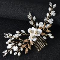 Bridal Decorative Hair Comb, Zinc Alloy, with Crystal & Plastic Pearl, fashion jewelry & for woman [
