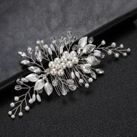 Bridal Decorative Hair Comb, Iron, with Plastic Pearl, fashion jewelry & for woman & with rhinestone [