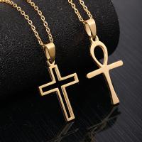 Stainless Steel Sweater Chain Necklace, 304 Stainless Steel, Cross, Vacuum Ion Plating, fashion jewelry & Unisex Approx 19.69 Inch 