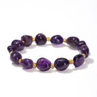 Quartz Bracelets, Amethyst, Nuggets, fashion jewelry & for woman, purple, 6-8mm Approx 18 cm 