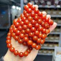 Pulsera de Ágata Roja de Yunnan, Yunnan Red Agate, Esférico, pulido, Joyería & diverso tamaño para la opción & para mujer, Rojo, longitud:aproximado 18 cm, Vendido por UD