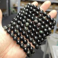 Black Obsidian Bracelet, Round, polished, fashion jewelry & Unisex black Approx 18 cm [