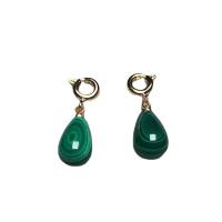 Boucle d'oreille en demi-gemme , alliage de zinc, avec Malachite, Placage de couleur d'or, styles différents pour le choix & pour femme, vert Vendu par paire