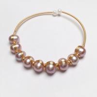 Bracelets de perles En alliage de zinc , avec perle d'eau douce cultivée, Placage de couleur d'or, styles différents pour le choix & pour femme Environ 38 cm, Vendu par PC