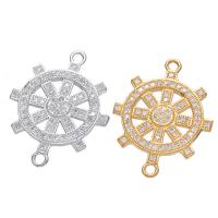 Cubic Zirconia Micro Pave Brass Connector, Anchor and Ship Wheel, plated, DIY & micro pave cubic zirconia & 1/1 loop [
