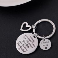 Stainless Steel Key Chain, polished, Unisex & with letter pattern, original color, 30mm 
