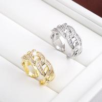 Cubic Zircon Brass Finger Ring, with Cubic Zirconia, plated, fashion jewelry & for woman 