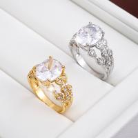 Cubic Zircon Brass Finger Ring, with Cubic Zirconia, plated, fashion jewelry & for woman 