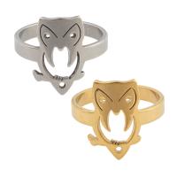 Stainless Steel Finger Ring, 304 Stainless Steel, Owl, plated, Unisex US Ring .5 