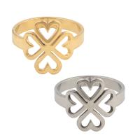 Stainless Steel Finger Ring, 304 Stainless Steel, Four Leaf Clover, plated, Unisex US Ring .5 