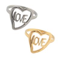 Stainless Steel Finger Ring, 304 Stainless Steel, Heart, plated, Unisex US Ring .5 