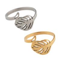 Stainless Steel Finger Ring, 304 Stainless Steel, Leaf, plated, Unisex US Ring .5 