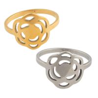 Stainless Steel Finger Ring, 304 Stainless Steel, Flower, plated, Unisex US Ring .5 