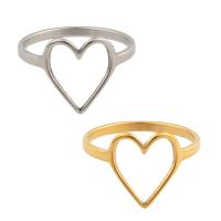 Stainless Steel Finger Ring, 304 Stainless Steel, Heart, plated, Unisex US Ring .5 