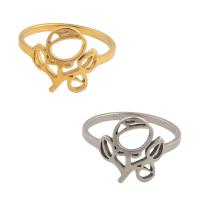 Stainless Steel Finger Ring, 304 Stainless Steel, Flower, plated, Unisex US Ring .5 