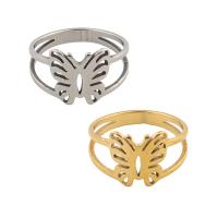 Stainless Steel Finger Ring, 304 Stainless Steel, Butterfly, plated, Unisex US Ring .5 
