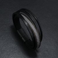 PU Leather Cord Bracelets, with Zinc Alloy, fashion jewelry & for man 