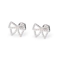 Sterling Silver Stud Earring, 925 Sterling Silver, Bowknot, for woman & hollow, silver color 