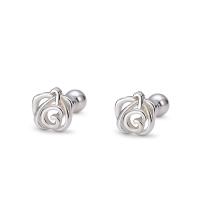 Sterling Silver Stud Earring, 925 Sterling Silver, Rose, fashion jewelry & for woman & hollow, silver color 
