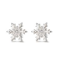 Sterling Silver Stud Earring, argent sterling 925, flocon de neige, bijoux de mode & pour femme, argent Vendu par paire