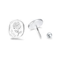 Sterling Silver Stud Earring, 925 Sterling Silver, fashion jewelry & with flower pattern & for woman, silver color 