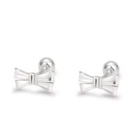 Sterling Silver Stud Earring, 925 Sterling Silver, Bowknot, fashion jewelry & for woman, silver color 