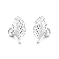 Sterling Silver Stud Earring, 925 Sterling Silver, Leaf, fashion jewelry & for woman, silver color 