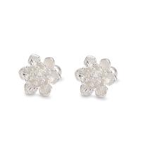 Sterling Silver Stud Earring, 925 Sterling Silver, Lotus, fashion jewelry & for woman, silver color 