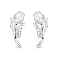 Sterling Silver Stud Earring, argent sterling 925, Tulip, bijoux de mode & pour femme, argent Vendu par paire