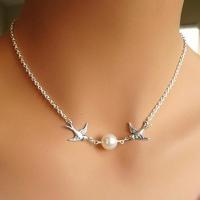 Zinc Alloy Necklace, with Plastic Pearl, silver color plated, fashion jewelry & for woman Approx 45 cm 