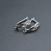 Brass Lever Back Earring Component, platinum plated, DIY & micro pave cubic zirconia 