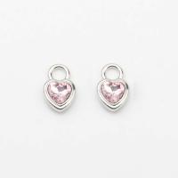 Cubic Zirconia (CZ) Zinc Alloy Pendants, with Cubic Zirconia, Heart, silver color plated, DIY Approx 