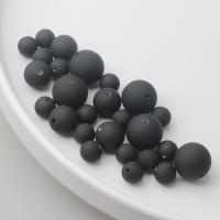 Frosted Acrylic Beads, Round, painted, DIY black, Approx 