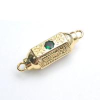 Cubic Zirconia Micro Pave Brass Connector, gold color plated, DIY & micro pave cubic zirconia & 1/1 loop, green 