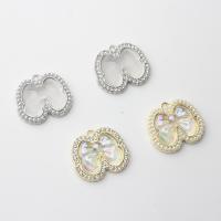 Resin Zinc Alloy Pendants, with Resin & Plastic Pearl, Bowknot, plated, DIY & with rhinestone Approx 
