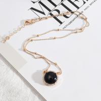 Драгоценный камень Ожерелья, цинковый сплав, ювелирные изделия моды & различные материалы для выбора & Женский, длина:Приблизительно 18.89 дюймовый, продается PC