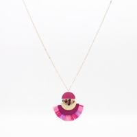 Fashion Fringe Necklace, Zinc Alloy, with Wood, fashion jewelry & for woman Approx 27.55 Inch 