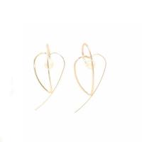 Brass Drop Earring, with Plastic Pearl, Heart, fashion jewelry & for woman, 55mm 