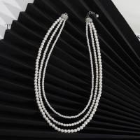 Стеклянные жемчужные ожерелья, Стеклянный жемчуг, три слоя & ювелирные изделия моды & Женский, длина:Приблизительно 14.56 дюймовый, Приблизительно 16.14 дюймовый, Приблизительно 16.92 дюймовый, продается PC