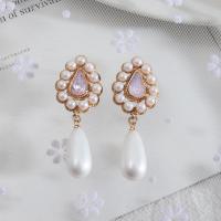 Kunststoff Perle Zink Legierung Ohrring, Zinklegierung, mit Kunststoff Perlen, Modeschmuck & für Frau, keine, 19x51mm, verkauft von Paar[