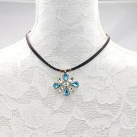 Rhinestone Zinc Alloy Necklace, with leather cord, fashion jewelry & for woman & with rhinestone Approx 15.55 Inch 