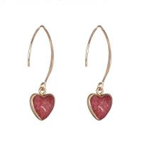 Edelstein Tropfen Ohrring, Zinklegierung, mit Roter Jaspis, Herz, Modeschmuck & für Frau, 14x46mm, verkauft von Paar